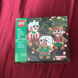 LEGO Gingerbread Ornaments - Green & Brown with Red Accents